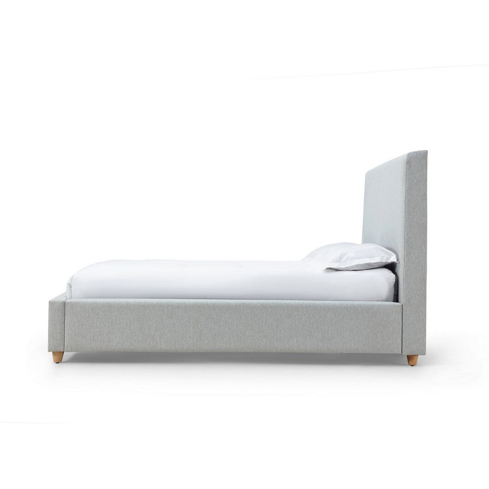 Azin Modern Queen Size Platform Bed Panel Headboard Light Gray Upholstery