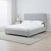 Azin Modern Queen Size Platform Bed, Panel Headboard, Light Gray Upholstery