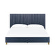 Herst Modern California King Bed Brass Metal Legs Wavy Texture Navy Blue BM300359