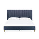 Herst Modern Queen Bed Brass Metal Legs Wavy Textured Navy Blue Headboard BM300361
