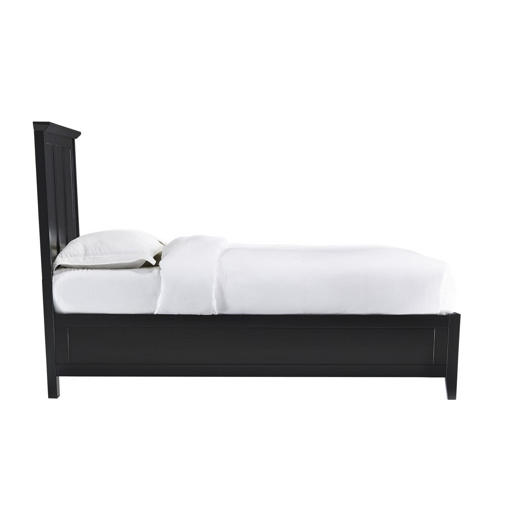 Neo Full Size Bed Panel Design Farmhouse Wood Frame with Slats Black BM300381