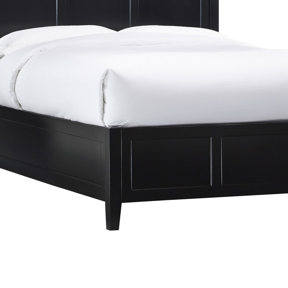 Neo Full Size Bed Panel Design Farmhouse Wood Frame with Slats Black BM300381