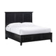 Neo Full Size Bed, Panel Design Farmhouse Wood Frame with Slats, Black