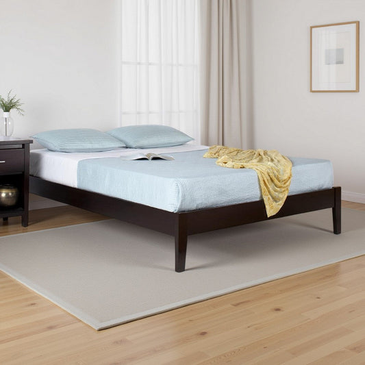 Evelyn Low Profile California King Platform Bed, Rich Espresso Brown Wood