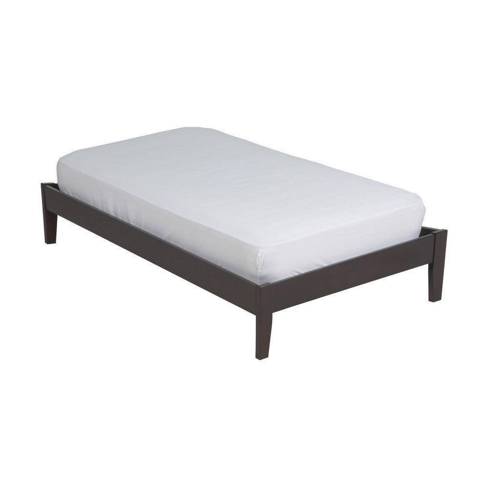 Evelyn Low Profile California King Platform Bed, Rich Espresso Brown Wood