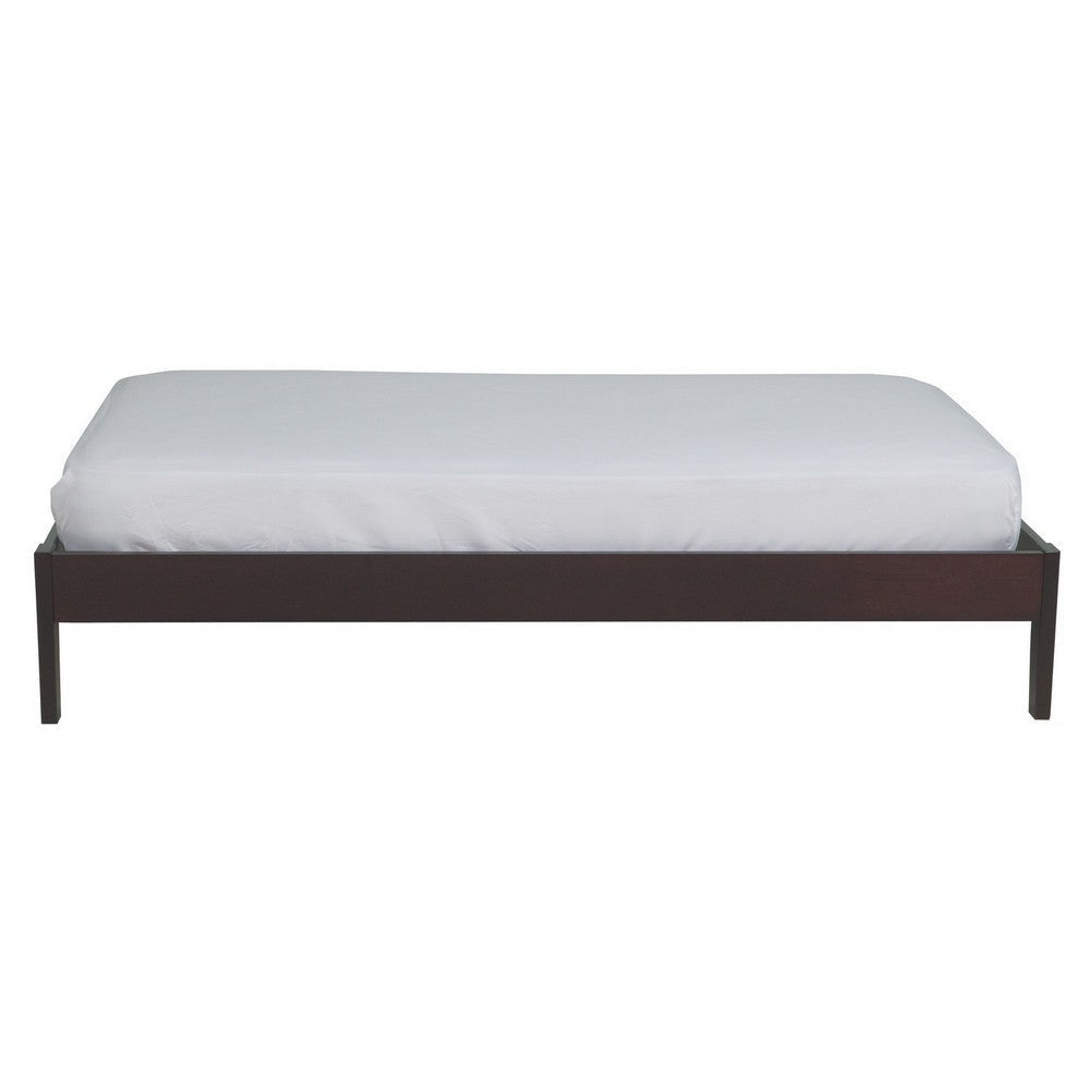 Evelyn Low Profile Full Size Platform Bed Slats Rich Espresso Brown Wood BM300389