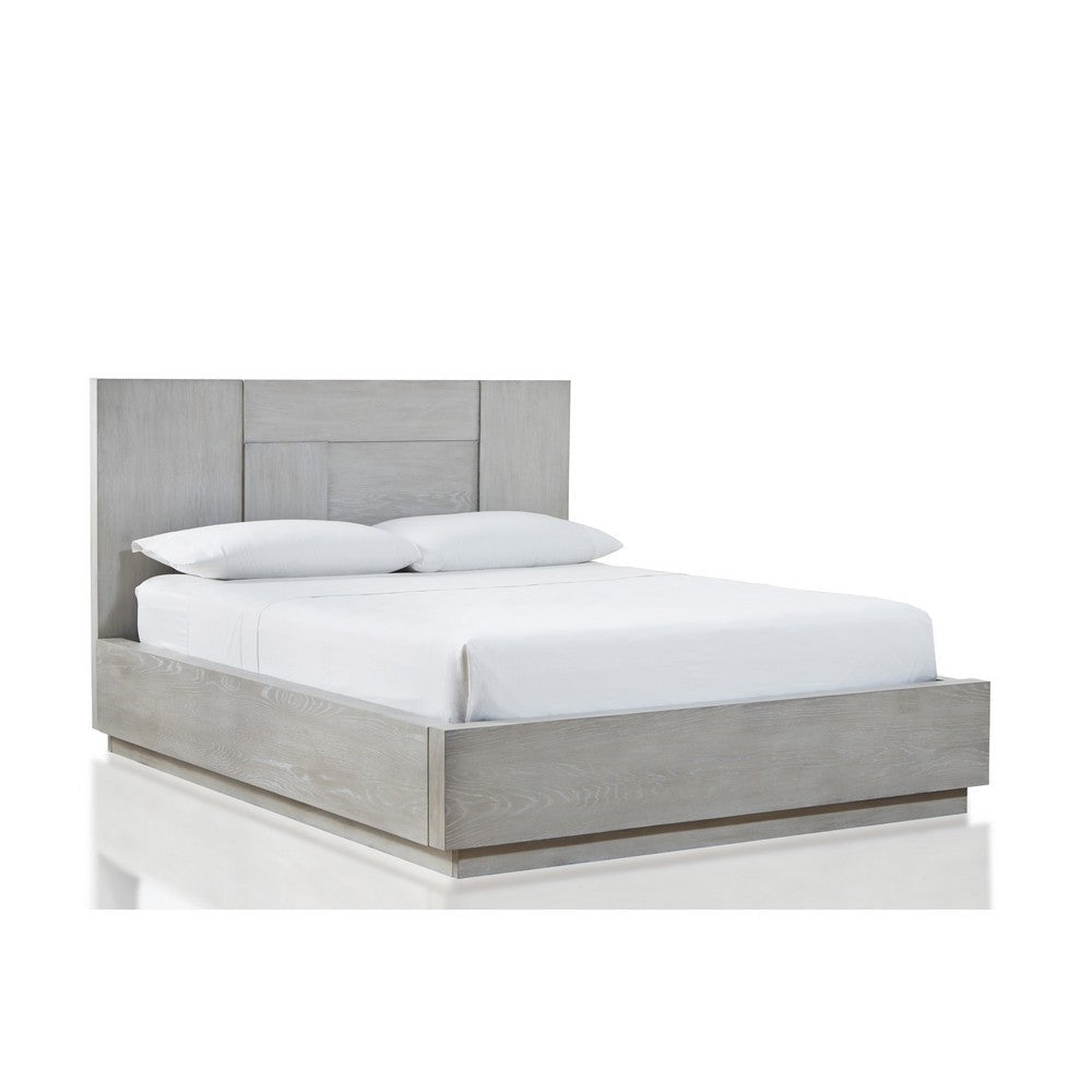 Glimps California King Platform Bed, Cross Grain Panel Headboard, Gray