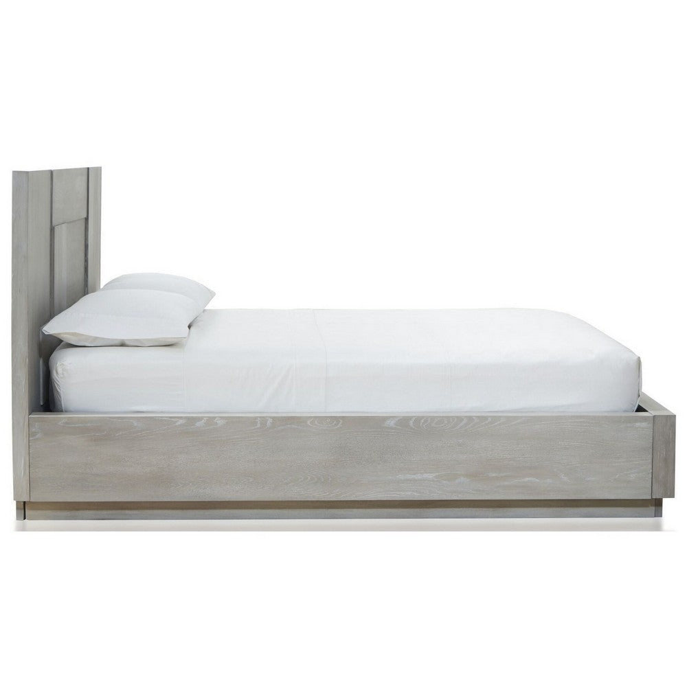 Glimps California King Platform Bed Cross Grain Panel Headboard Gray BM300391