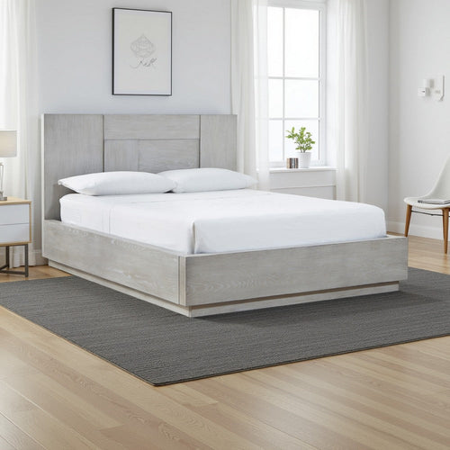 Glimps California King Platform Bed, Cross Grain Panel Headboard, Gray
