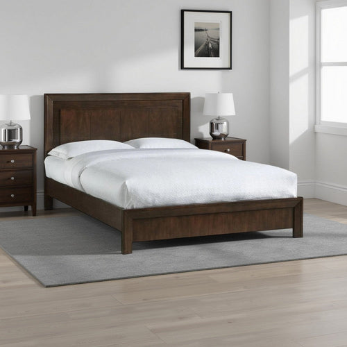 Blake California King Platform Bed, Panel Headboard, Dark Brown Mahogany