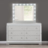 Fery 62 Inch Wide Dresser Chest with 6 Drawers, Crossed Design, Silver By Casagear Home