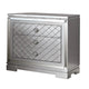 Blex 29 Inch Nightstand with 3 Drawers, Crossed Design, Silver Finish