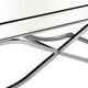 Gavin 48 Inch Coffee Table Mirrored Panels Curved Crossed Frame Chrome BM300549