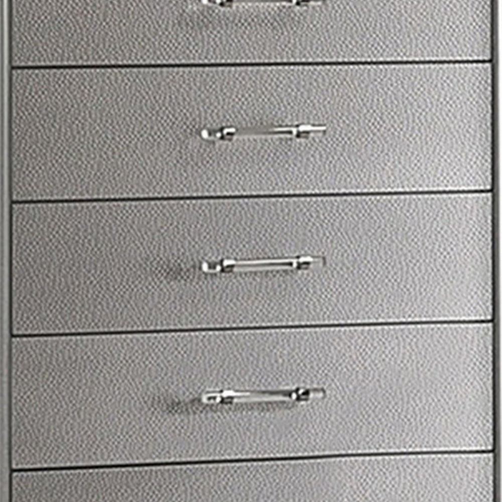 Sam 54 Inch Tall Dresser 5 Drawers Chest Clear Acrylic Legs Silver Finish By Casagear Home BM300560