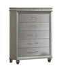 Sam 54 Inch Tall Dresser 5 Drawers Chest, Clear Acrylic Legs, Silver Finish By Casagear Home