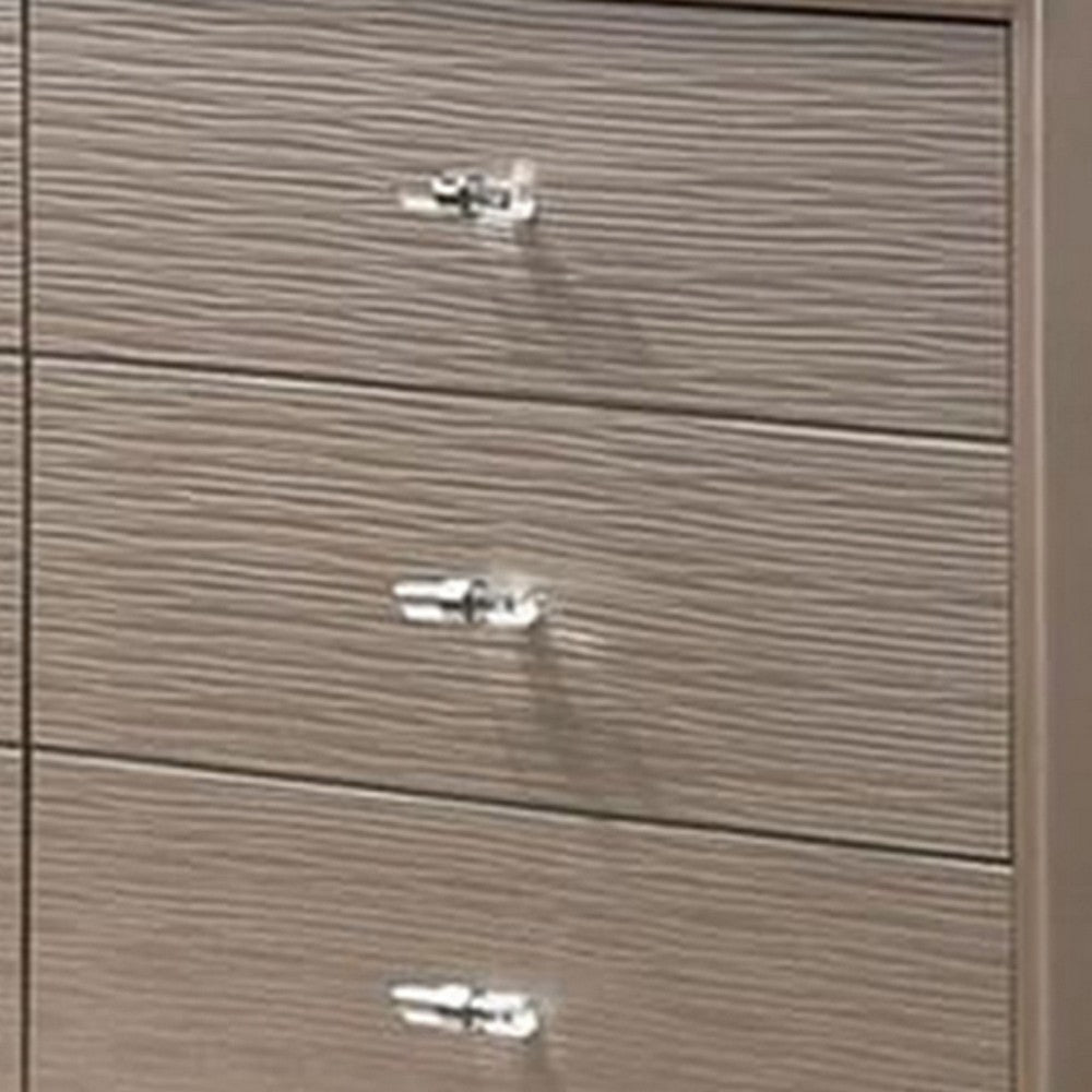 Jisoo 55 Inch Wide Dresser Chest Textured Drawers Crystal Accents Gold BM300564