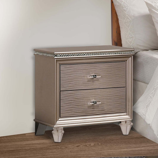 Jisoo 24" Nightstand, 2 Drawers, Textured Drawers, Gold By Casagear Home