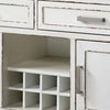 Ben 54 Inch Buffet Server Brown Top 2 Drawers Wine Rack Weathered White BM300600