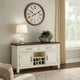 Ben 54 Inch Buffet Server, Brown Top, 2 Drawers, Wine Rack, Weathered White