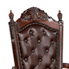 Iga 29 Inch Tufted Dining Armchair, Set of 2, Brown Faux Leather, Nailhead