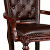 Iga 29 Inch Tufted Dining Armchair, Set of 2, Brown Faux Leather, Nailhead