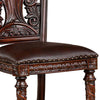 Iga 22 Inch Carved Dining Chair Set of 2 Faux Leather Seat Nailhead Trim BM300603
