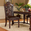 Iga 22 Inch Carved Dining Chair, Set of 2, Faux Leather Seat, Nailhead Trim