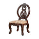23 Inch Carved Dining Chair Set of 2 Cabriole Legs Tan Fabric Seating BM300604