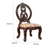 23 Inch Carved Dining Chair Set of 2 Cabriole Legs Tan Fabric Seating BM300604