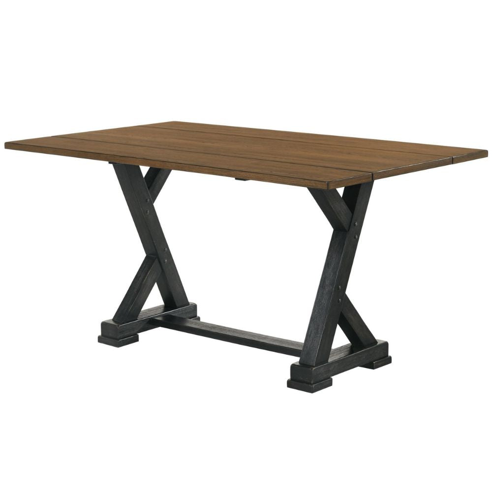 Baez 18-36 Inch Extendable Dining Table, Plank Top, Y Shaped Base, Brown By Casagear Home