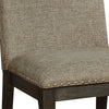 20 Inch Dining Chair Set of 2 Gray Fabric Espresso Wood Nailhead Trim BM300617