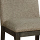 20 Inch Dining Chair Set of 2 Gray Fabric Espresso Wood Nailhead Trim BM300617