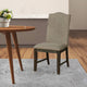 20 Inch Dining Chair, Set of 2, Gray Fabric, Espresso Wood, Nailhead Trim