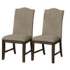 20 Inch Dining Chair, Set of 2, Gray Fabric, Espresso Wood, Nailhead Trim