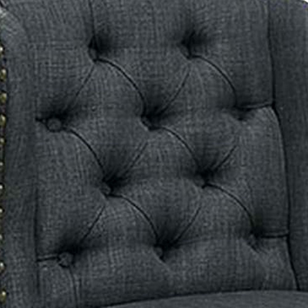 Bega 24 Inch Counter Height Chair Set of 2 Wingback Tufted Smooth Gray BM300619
