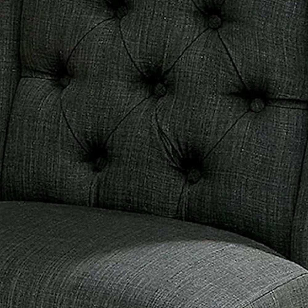 Bega 23 Inch Dining Chair Set of 2 Wingback Button Tufted Black Gray BM300620