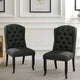 Bega 23 Inch Dining Chair, Set of 2, Wingback, Button Tufted, Black, Gray