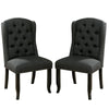 Bega 23 Inch Dining Chair, Set of 2, Wingback, Button Tufted, Black, Gray