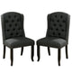 Bega 23 Inch Dining Chair, Set of 2, Wingback, Button Tufted, Black, Gray