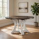 Bara 54 Inch Round Dining Table, Distressed White Base, Curved Legs, Brown By Casagear Home
