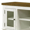 Bora 60 Inch Wood Server 2 Glass Door Cabinets Distressed White Gray BM300627