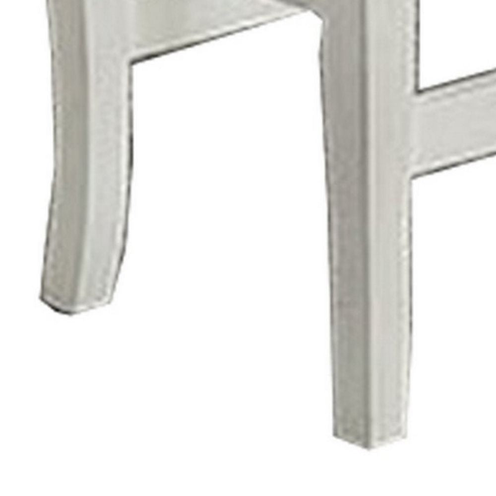 Rune 41 Inch Counter Height Bench Off White Wood Base Gray Padded Seat BM300643