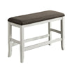 Rune 41 Inch Counter Height Bench, Off White Wood Base, Gray Padded Seat