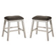 Rune 25 Inch Counter Height Wood Stool, Set of 2, Off White, Gray Seating
