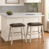 Rune 25 Inch Counter Height Wood Stool, Set of 2, Off White, Gray Seating