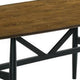 Riera 72 Inch Two Tone Dining Table, Brown Plank Top, Black Trestle Base