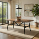 Riera 72 Inch Two Tone Dining Table, Brown Plank Top, Black Trestle Base