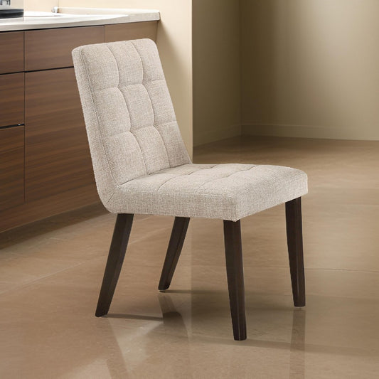 Sels 18" Side Chair, Set of 2, Beige Fabric, Grid Tufting By Casagear Home
