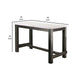 Yae 60 Inch Counter Height Table White Marble Top Antique Black Wood Base By Casagear Home BM300651