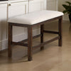 Shaw 47 Inch Counter Height Bench Beige Padded Seat Rustic Brown Base By Casagear Home BM300654